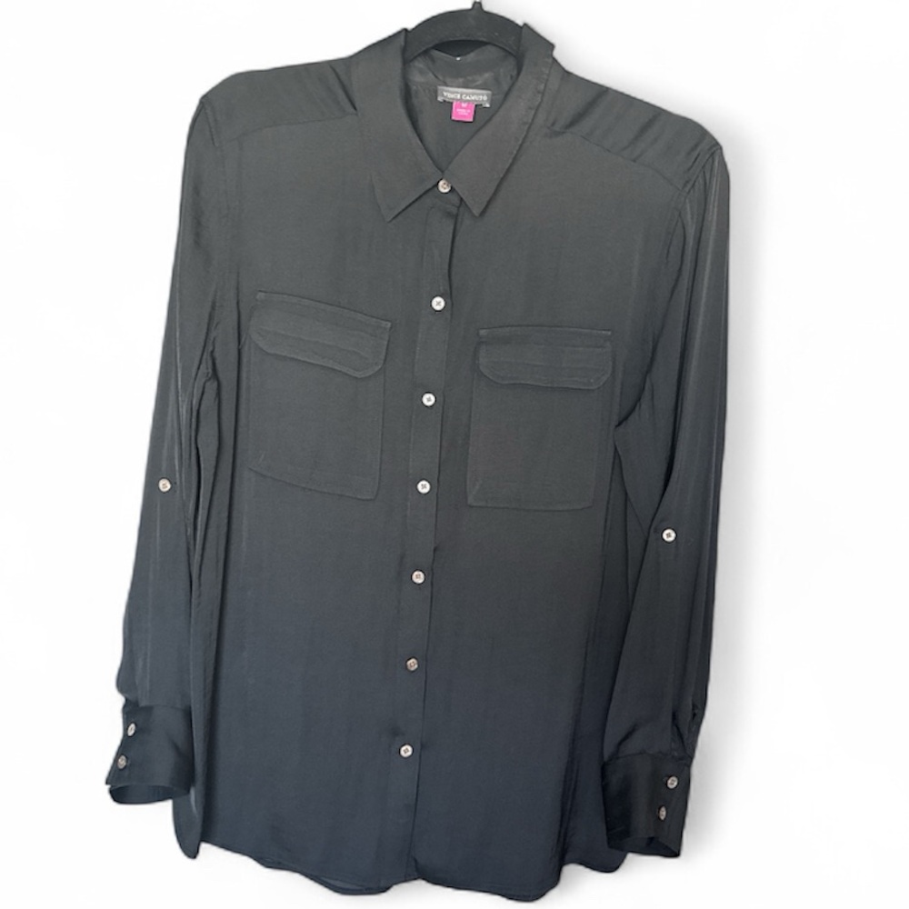 Vince Camuto BLACK Silky Button-Down Shirt